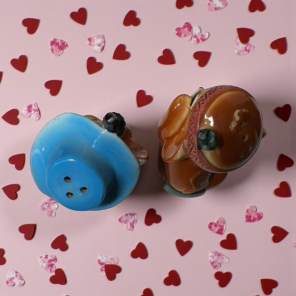 Vintage Tom & Jerry Cowboy Indian Salt Pepper Shakers Ceramic READ